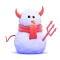 3d Devil snowman Royalty Free Stock Photo