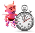 3d Devil with a stopwatch