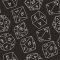 D8 D10 D12 D20 Dice for Board games seamless pattern, RPG dice set for table game vector Royalty Free Stock Photo