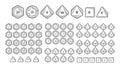 Dice Icons for Board Games With Numbers, Line Style With Hatching Royalty Free Stock Photo