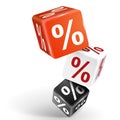 3d dice illustration with word percent sign Royalty Free Stock Photo