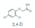 2,4-D 2,4-dichlorophenoxyacetic acid Agent Orange ingredient. Synthetic auxin plant hormone, used as pesticide and herbicide and