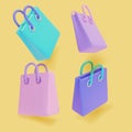 3d Different Shopping Bag Icon Set Plasticine Cartoon Style. Vector Royalty Free Stock Photo