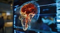 3D Digital Brain Model Visualization on a Computer Screen Royalty Free Stock Photo