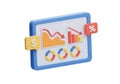 3d digital device displaying financial growth charts and pie diagrams data visualization Royalty Free Stock Photo