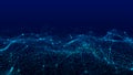 3D digital dynamic wave. Flow digital structure. Secure cybersecurity data connection. Cyber technology background. 3D rendering Royalty Free Stock Photo