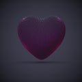 3D digital futuristic pink heart on gray background.