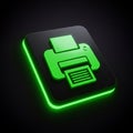A 3D digital icon depicts a stylized printer on a black rectangular Royalty Free Stock Photo