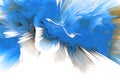 3D digital Illustration. Color blue blot splash. Abstract horizontal background