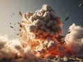 3D digital illustration a nuclear explosion occurring in a city