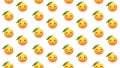 3d digital illustration of seamless pattern with oranges on white background. Sad orange smiley face. Healthy food