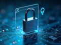 3D Digital Padlock with Web Browser Overlay Representing Internet Security Protection Concept Royalty Free Stock Photo