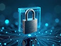 3D Digital Padlock with Web Browser Overlay Representing Internet Security Protection Concept Royalty Free Stock Photo