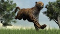 3D digital render of a jumping cheetah Royalty Free Stock Photo