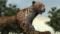 3D digital render of a jumping cheetah Royalty Free Stock Photo