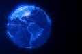 3d digital rendering blue planet earth globe, with glow connection, internet network media technology globalization concept, some Royalty Free Stock Photo
