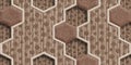 3D digital tile design, Brown Marble wall tile for home decor, Hexagon geometric modules. High quality seamless 3d illustration. Royalty Free Stock Photo