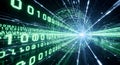 3D Digital Tunnel of Binary Code Data Stream, Futuristic Technology and Information Flow Royalty Free Stock Photo