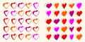 3D dimensional hearts vector icons or logos set, gift boxes on Valentine day, heart shaped buttons, graphic design elements