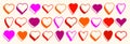 3D dimensional hearts vector icons or logos set, heart shaped buttons, graphic design elements collection, gift boxes on Valentine