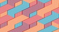 3D dimensional lined cubes seamless pattern, geometric endless texture with lines and boxes, architecture theme, colorful graphic
