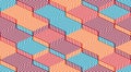 3D dimensional lined cubes seamless pattern, geometric endless texture with lines and boxes, architecture theme, colorful graphic