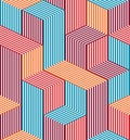 3D dimensional lined cubes seamless pattern, geometric endless texture with lines and boxes, architecture theme, colorful graphic