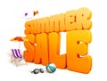 3D Dimensional Summer Sale Title Words in White Background