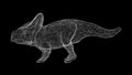 3D dinosaur Protoceratops on black background. Object made of shimmering particles. Wild animals concept. For title Royalty Free Stock Photo