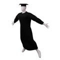 3d diploma graduation figure pose with cap and gown. And is doing a flying pose from side view Royalty Free Stock Photo