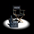 3d Directors chair in spotlight Royalty Free Stock Photo