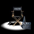 3d Directors chair in the spotlight Royalty Free Stock Photo