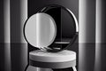 3D display podium white and black background. Luxury Glamour minimal beauty glass pedestal