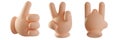 3d diverse hand gestures icon set. Hands showing gestures such as peace, thumb up, rock hand isolated on white