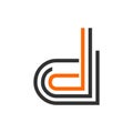 D, djd, dj initials line art geometric company logo Royalty Free Stock Photo