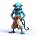 3d Djinn Character Portrait In Cel Shaded Style On White Background
