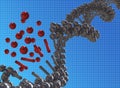 3d dna background grid. 3d Render of damage DNA illustration.