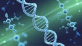 3D DNA Helix and Molecular Structures on a Green Gradient Background Royalty Free Stock Photo
