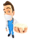 3d doctor holding piece of soap