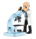 3D Doctor looking through a microscope. Investigator Royalty Free Stock Photo