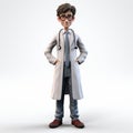 Youthful Cartoon Doctor 3d Model With High-contrast Shading