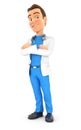 3d doctor standing with arms crossed