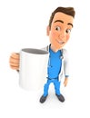 3d doctor standing with cup