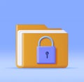 3D Document Folder with Padlock Royalty Free Stock Photo