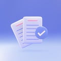 3d Documents icon. Stack of paper sheets. A confirmed or approved document. Business icon. Vector illustration Royalty Free Stock Photo