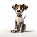 Adorable Cel Shaded 3d Dog Posing On White Background