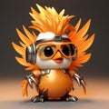 Ecco The Orange Bird: A Punk-inspired 3d Render In Liquid Metal