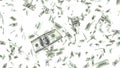 3d dollar bills falling on transparent background Royalty Free Stock Photo