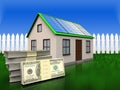 3d dollars over grass and fence Royalty Free Stock Photo