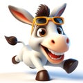 3D donkey funny cartoon. Farm animals. AI generated Royalty Free Stock Photo